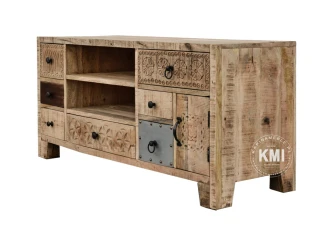 meble do salonu drewniana szafka rtv CHAKRA naturalny odcień 120 cm