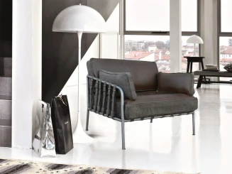 Fotel Industrialny Harvey Skóra i Metal | Meble Loftowe do Salonu