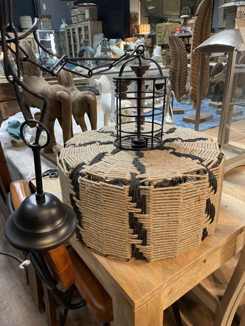 wisząca lampa boho - juta naturalna