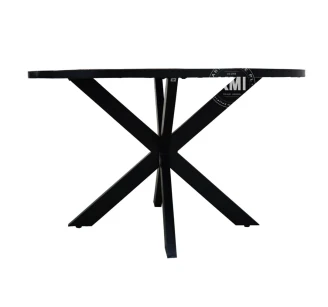meble industrialne okrągły stół 130 cm w stylu loft z blatem ze starego drewna mozaika