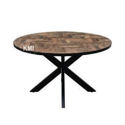 Okrągły Stół Loftowy 130 cm – Stare Drewno | Meble Industrialne
