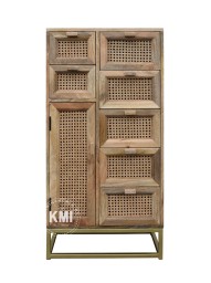 Komoda rattanowa z plecionką wiedeńską SAWANA – meble boho z drewna