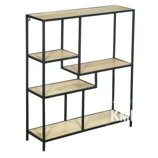 Loftowa konsola z drewna mango i metalu – industrialny stolik 90 cm