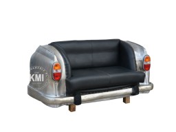 Sofa industrialna loft z tyłu samochodu Ambasador | czarna skóra