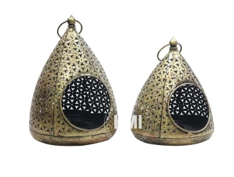 dekoracje boho złoty lampion orientalny indyjski marokański - komplet 2 sz