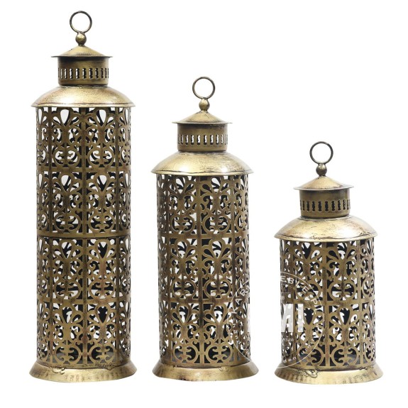 Złoty lampion orientalny MOHITO – duży 20 × 20 × 50 