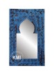 Niebieskie postarzone lustro indyjskie – rzeźbione drewniane lustro, 75×120 cm