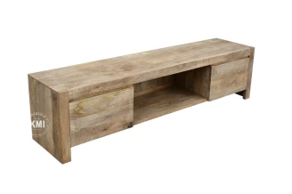 nowoczesna szafka rtv do salonu drewno mango 180 cm.z duża półka