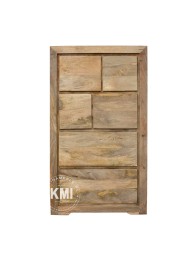 Nowoczesna Komoda z Drewna Mango 130 cm | Słupek z Szufladami