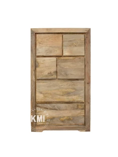 Nowoczesna Komoda z Drewna Mango 130 cm | Słupek z Szufladami