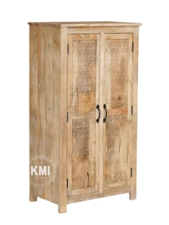 meble z naturalnego drewna wysoka komoda z półkami MONSOON