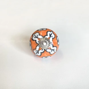 uchwyt ceramiczny gałka meblowa pomarańczowa