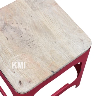 meble indyjskie metalowy stołek loftowy RED