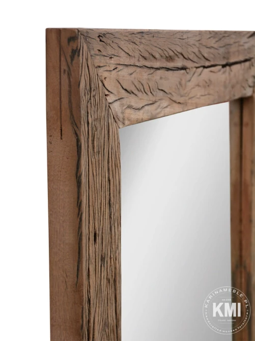 meble loftowe do przedpokoju lustro w ramie ze starego drewna Driftwood 120x90