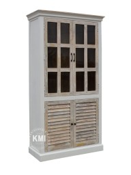 Wysoka Przeszklona Witryna Hampton Island 110 cm | Meble z Drewna Mango