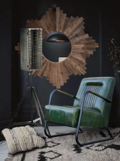 Fotel industrialny skórzany zielony | meble loftowe vintage
