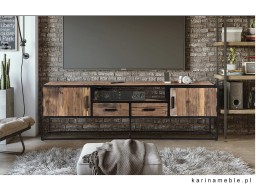 Szafka RTV Industrialna ze Starego Drewna 180 cm | Meble Loftowe