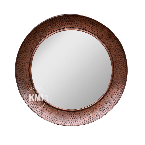 meble loftowe okrągłe lustro w metalowej ramie 80x80 copper