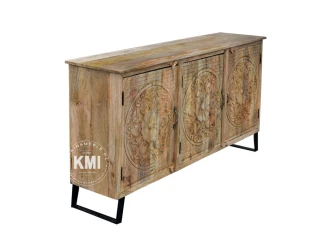 Komoda z drewna mango 180cm 3 drzwiczki pastelowy kolor bez szuflad