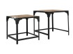 meble nowoczesne | komplet dwóch industrialnych stolików z drewna mango i metalu