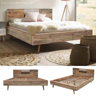 Łóżko Boho Qumin 160x200 cm z Drewna Mango | Scandi Style