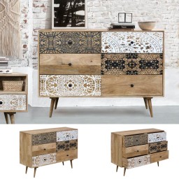 Drewniana Komoda Indyjska Qumin z Szufladami | Scandi Boho Mango