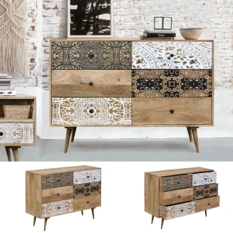 Drewniana Komoda Indyjska Qumin z Szufladami | Scandi Boho Mango