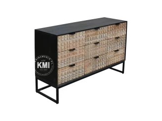 meble drewniane salon loftwoy nowoczesna komoda z szufladami CHECKERS