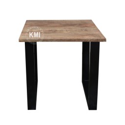 Loftowy stół 75×75 z drewna mango i metalu – postarzany