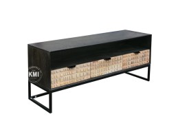 Szafka RTV CHECKERS 140 cm | Drewniana, loftowa, z szufladkami i półką