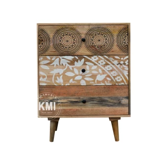 Drewniana komoda Qumin – lite drewno, styl boho i indyjski, pojemne szuflady, orientalny design