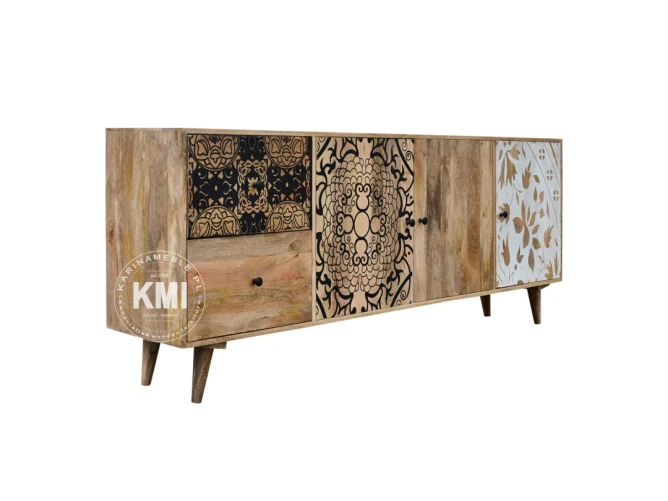 meble indyjskie salon drewniana komoda Qumin boho scandi