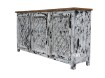 meble postarzane komoda indyjska rzeźbiona biała postarzana