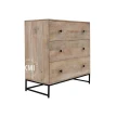 widok z boku na komodę easy 85 cm lite drewno mango 3 szuflady i profil metalowych nóg