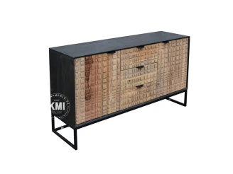 meble loftowe drewniana industrialna komoda CHECKERS 150 cm