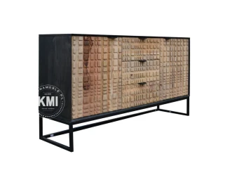 meble loftowe drewniana indyjska komoda CHECKERS 150 cm