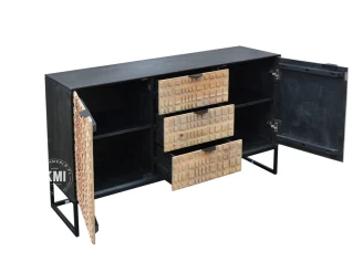 meble loftowe drewniana komoda mango CHECKERS 150 cm