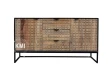 Komoda CHECKERS 150 cm – drewniana, geometryczne fronty, metalowa podstawa, styl loftowy i industrialny