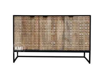 Komoda CHECKERS 130 cm | Drewniana, loftowa, styl industrialny
