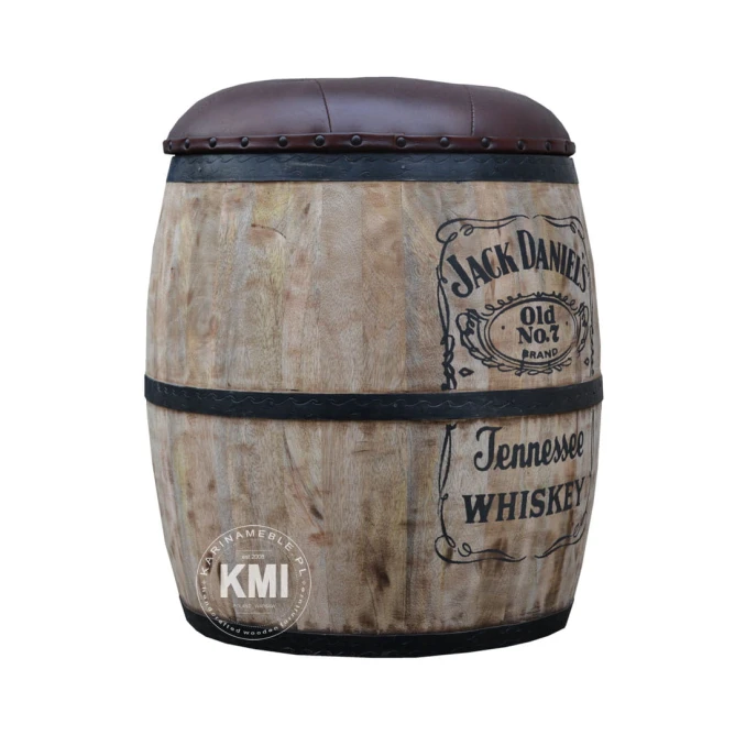 meble drewniane beczka do siedzenia za schowkiem Jack Daniel's