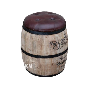 Pufa Beczka ze Schowkiem Barrel 54 cm z Litego Drewna | Meble Loftowe