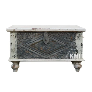 Mała Skrzynia Indyjska Rzeźbiona 75 cm | Meble Orientalne Vintage