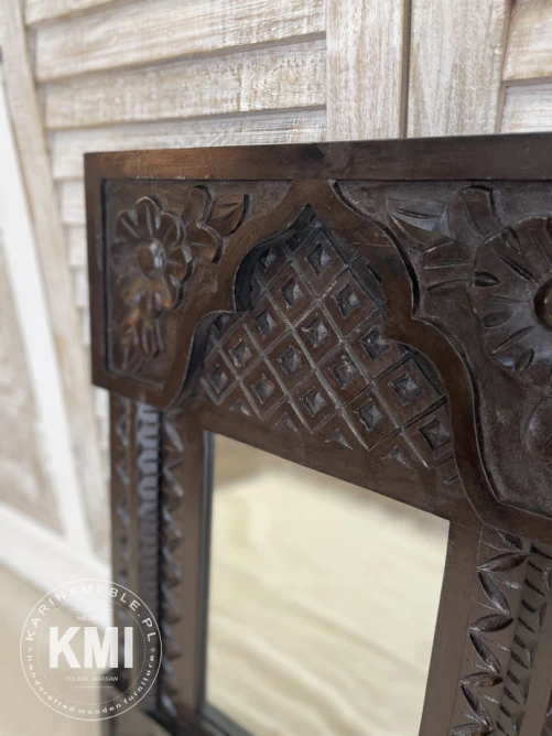 meble orientalne zdobione indyjskie lustro 44x61