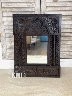meble orientalne zdobione indyjskie lustro 44x61