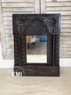 meble orientalne zdobione indyjskie lustro 44x61