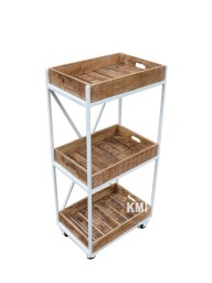 Mały regalik loftowy biały – drewno mango i metal w industrialnym stylu