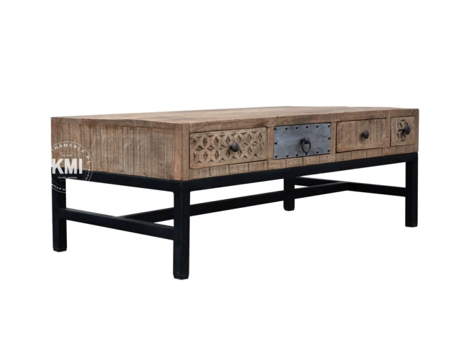 meble loftowe vintage drewniany stolik CHAKRA patynowany