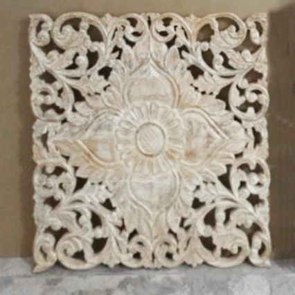indyjski panel  rzeźbiony Saffron 90x90 bielony
