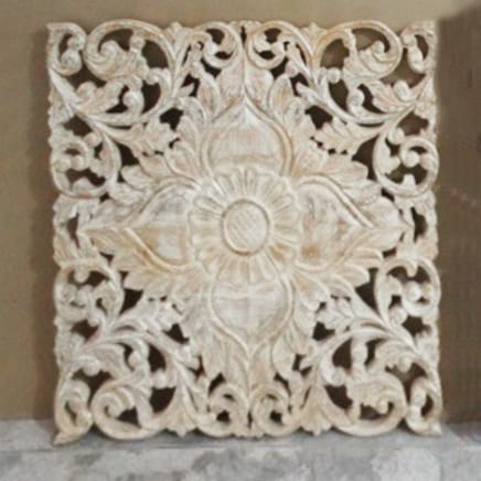 indyjski panel rzeźbiony Saffron 90x90 bielony