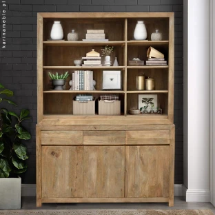 Duża biblioteczka z drewna mango 150 cm – mebel indyjski
